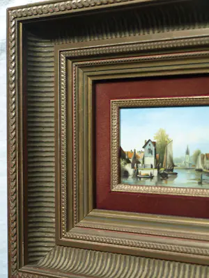 Jens Joppe - Miniatuurschilderij “Dorpje” , olieverf op panneel - ingelijst – 7 x 9 cm. kopen? Bied vanaf 100!