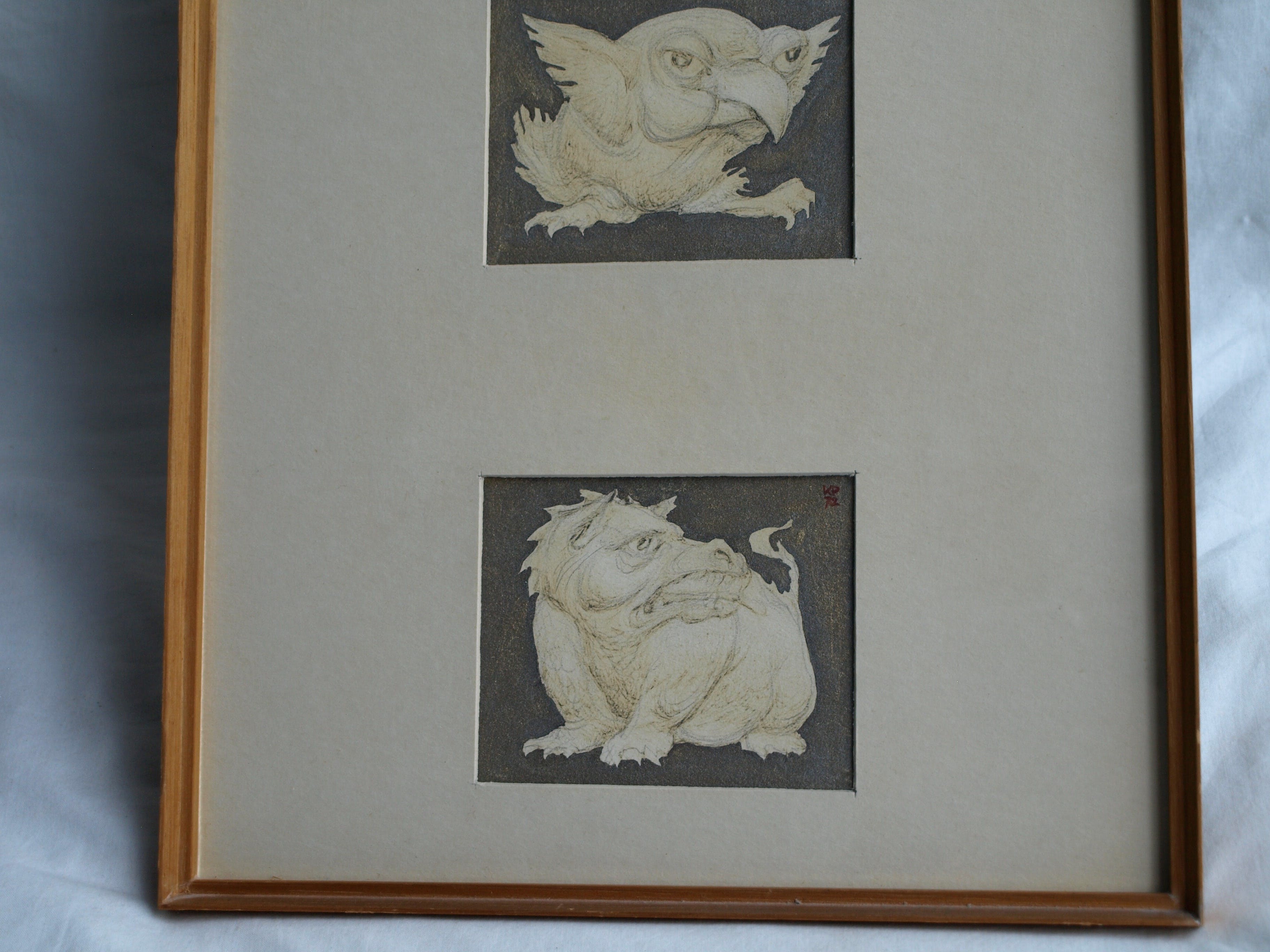 Klaas Pijlman - Fantasiedieren - 3 Tekeningen + 1 Pastel – 1972 kopen? Bied vanaf 35!