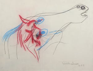 Theo van der Nahmer - Krijt op papier, Paard - Ingelijst kopen? Bied vanaf 50!