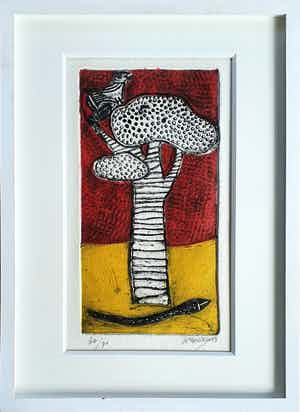 Corneille - Aquagravure: 'Arbre de la sérénité' (2003) - Ingelijst verkocht voor € 590!