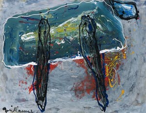 Guillaume Lo-A-Njoe - Olieverf op papier, Abstracte compositie - Ingelijst kopen? Bied vanaf 100!