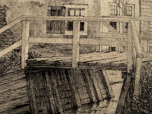 Jan Willem Lindeman - Knappe zg. Droge naald Ets van Huisje in Polderlandschap gesigneerd kopen? Bied vanaf 1!