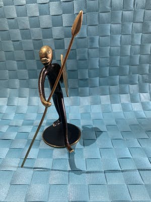 Karl Hagenauer - Bronze and brass mod century African warrior kopen? Bied vanaf 150!