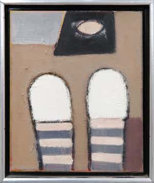 Ed Dukkers - Olieverf op doek, Abstracte compositie verkocht voor € 150!