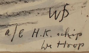 Willem Jans Dijk - Aquarel: H.K schip - We hoop kopen? Bied vanaf 75!
