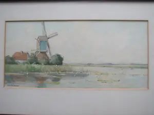 Gerrit van Jeveren - landschap met molen en vaart kopen? Bied vanaf 35!