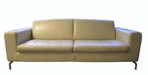 Natuzzi - Crème/Gebroken wit kleurige lederen tweezitsbank verkocht voor € 100!