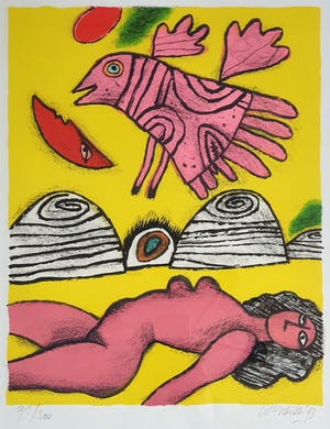 Corneille - Zeefdruk, Memoire de Bali III | Ingelijst kopen? Bied vanaf 1!