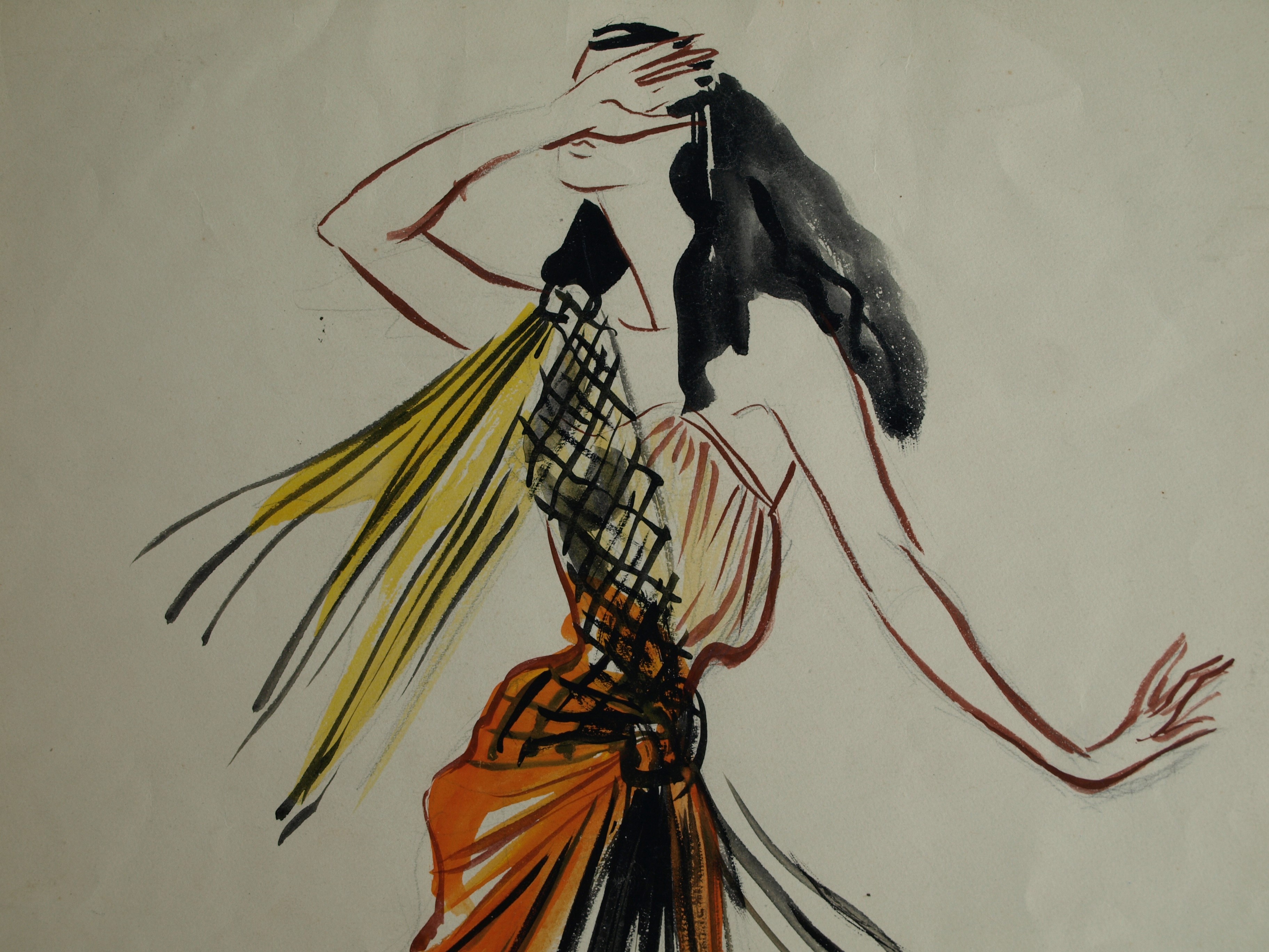 Niet of onleesbaar gesigneerd - Aquarel , Danseres – gesigneerd – 1951 kopen? Bied vanaf 1!