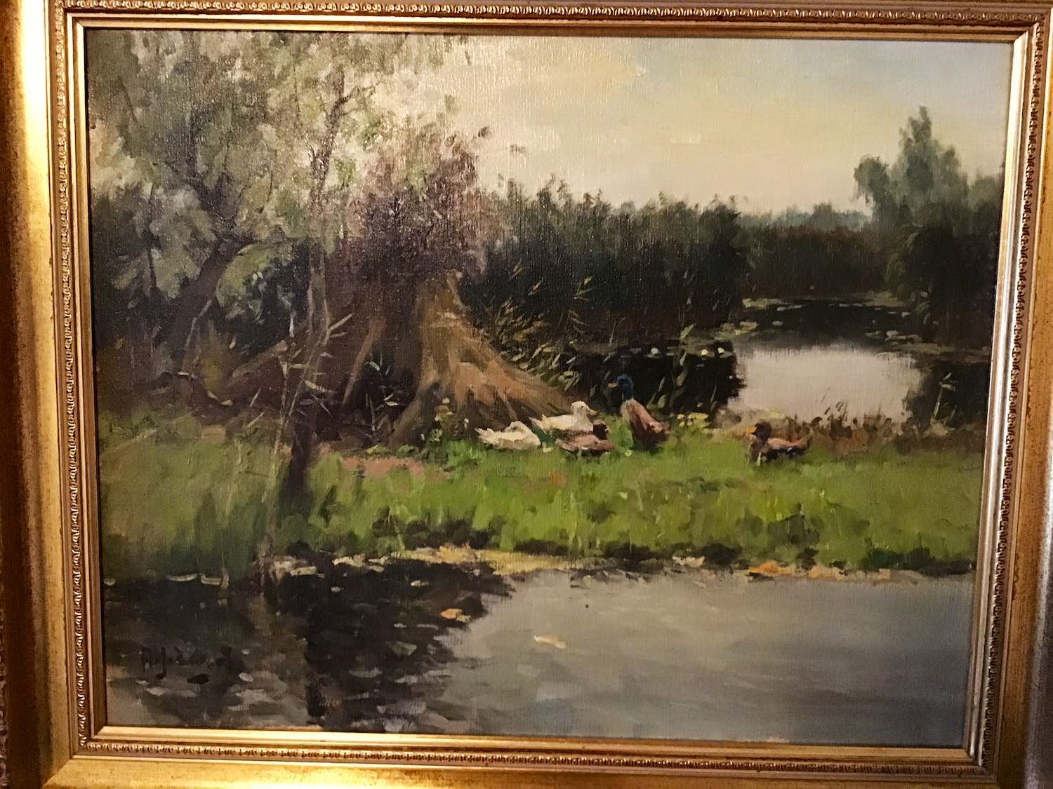 Arie Zwart - Eenden bij de oude riet schoof te Nieuwkoop kopen? Bied vanaf 450!