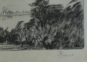 Piet Kraus - Ets , Gezicht op de Biesbosch – gesigneerd & ingelijst – 1944 kopen? Bied vanaf 1!