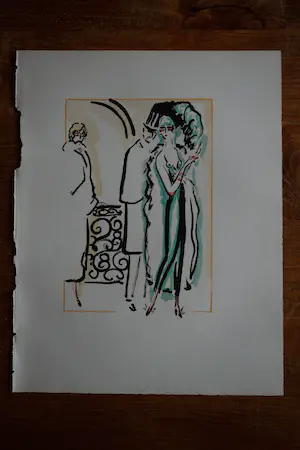 Kees van Dongen - Pochoir - Haar mantal aanpakken - 1925 kopen? Bied vanaf 300!