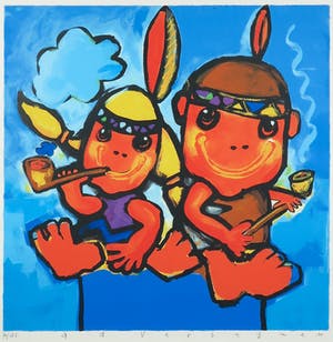 Ad Verstijnen - Zeefdruk, Indianenverhalen - Ingelijst kopen? Bied vanaf 50!