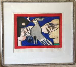 Corneille - Dialogue avec l'oiseau - Zeefdruk kopen? Bied vanaf 150!