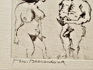 Theo Beerendonk - Expliciete 1970 Epr. d'Art. droge naald Ets "ontmoeting" - potloodgesigneerd kopen? Bied vanaf 28!
