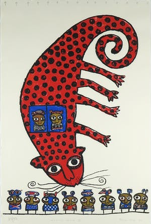 Toyin Loye - Zeefdruk, Moving space VII - Ingelijst kopen? Bied vanaf 50!