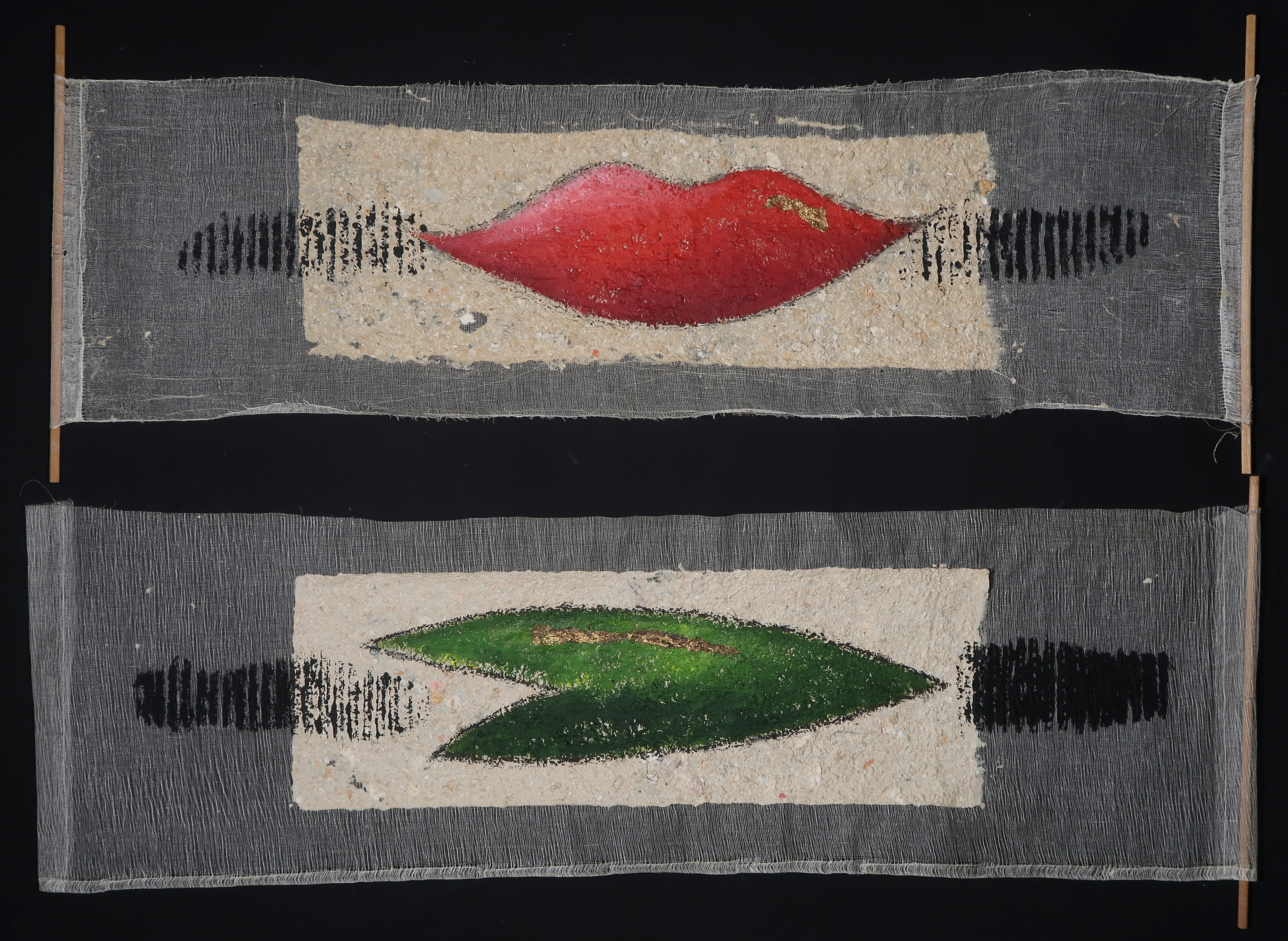 Anja Vlietstra - Acryl op geschept papier, Liefde (Tweeluik) kopen? Bied vanaf 35!