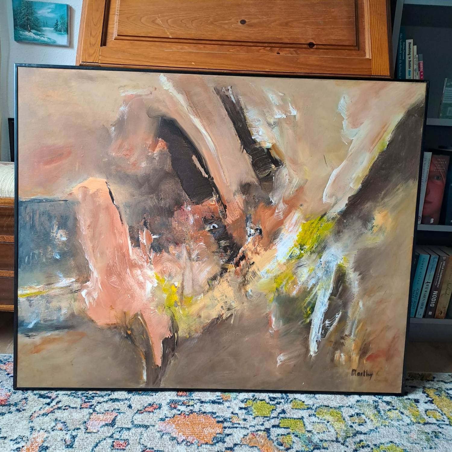 Marthy van Casteren - Abstract expressief schilderij in aardetinten kopen? Bied vanaf 100!