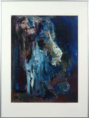 Betty Velthuys - Acryl op papier, Zonder titel - Ingelijst verkocht voor € 20!