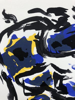 Theo Wolvecamp - Composiitie in blauw en geel kopen? Bied vanaf 195!