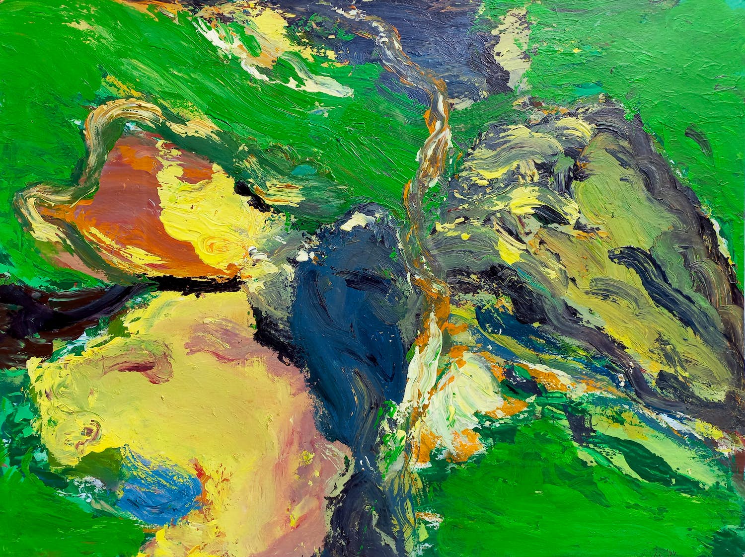 Jan Commandeur - Abstracte compositie, olieverf op karton (mooi ingelijst) kopen? Bied vanaf 295!