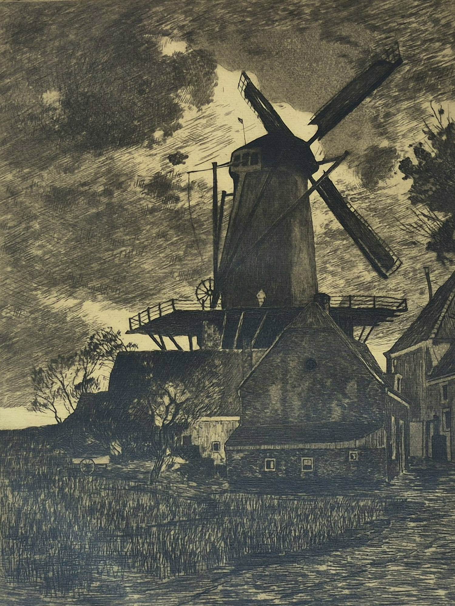 Willem Witsen - Korenmolen Wijk bij Duurstede - 1908, gesigneerd kopen? Bied vanaf 225!
