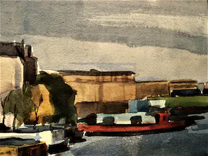 Niet of onleesbaar gesigneerd - Gesigneerd expressionistisch jaren 60 Aquarel "Amsterdam PH Kade" kopen? Bied vanaf 1!