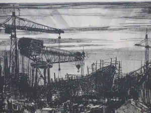 Jan Poortenaar - Scheepswerven Newcastle - 2 Litho's kopen? Bied vanaf 50!