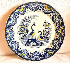 Villeroy en Boch - 2erSet Wandteller Keramik Serie Paon Pfauenmotiv Mettlacher Kupferstich 70er J. kaufen? Bieten Sie von 20!