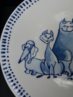 Jan Kruis - Delfts Blauw bord , Jan Jans en de Kinderen – Rode Kater, Loedertje en Lotje kopen? Bied vanaf 1!