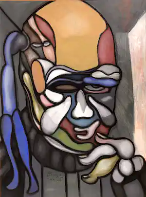 Leo Dooper - Jean Genet - portret van bekende Franse schilder en dichter - olieverf en krijt verkauft für € 240!