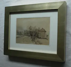 Otto Dicke - Ingelijste inkttekening , Boerderij – Lijst, 38 x 48 cm. kopen? Bied vanaf 20!