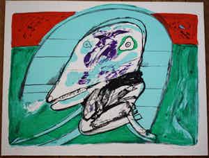 Lucebert - Kleurenlitho HOMMAGE AAN MAX ERNST Handgesigneerd. verkocht voor € 225!