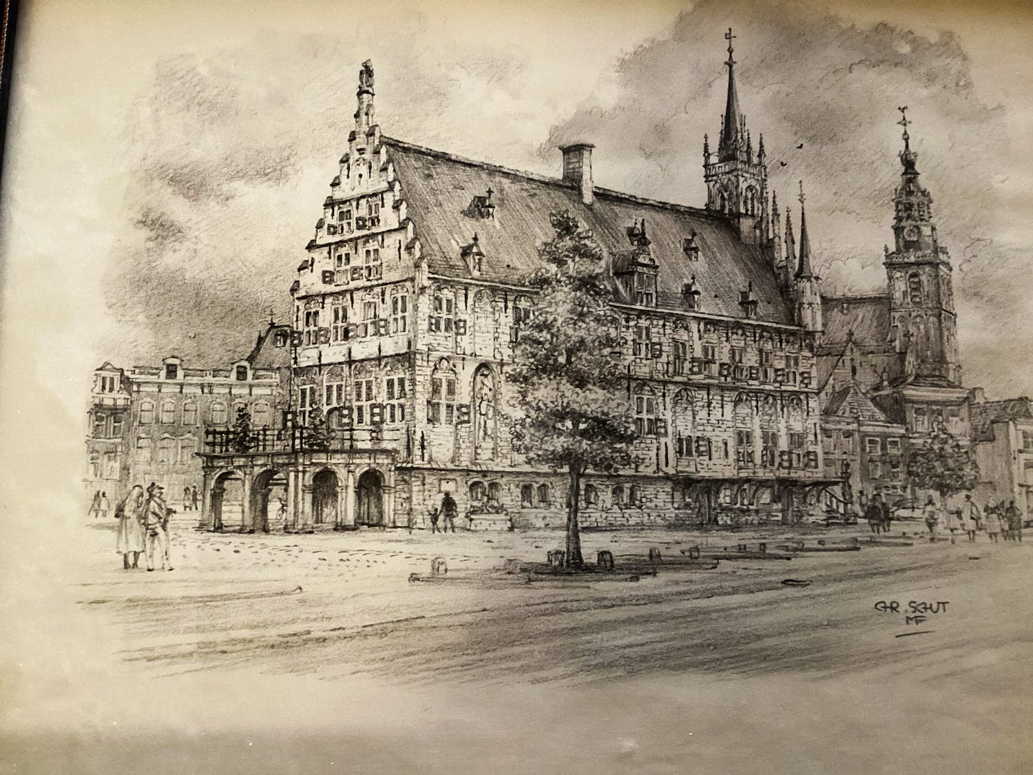 Buy Chris J. Th. Schut - Tekening kerk? Bid from 25!