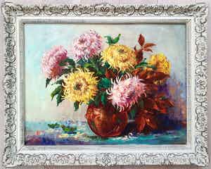 Jacobus Doeser - Stilleven met Chrysanten | Ingelijst verkocht voor € 155!