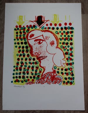 Lucebert - Litho: kop + gedicht- 1969 kopen? Bied vanaf 199!