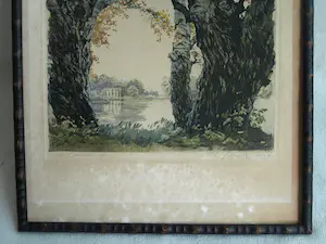 Karl Schwetz - Gerahmte Lithographie, Bäume am Wasser - 1930 kopen? Bied vanaf 1!