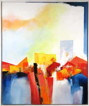 Yon Nicolas - Acryl op doek, Abstracte compositie - Ingelijst (Groot) verkocht voor € 1!