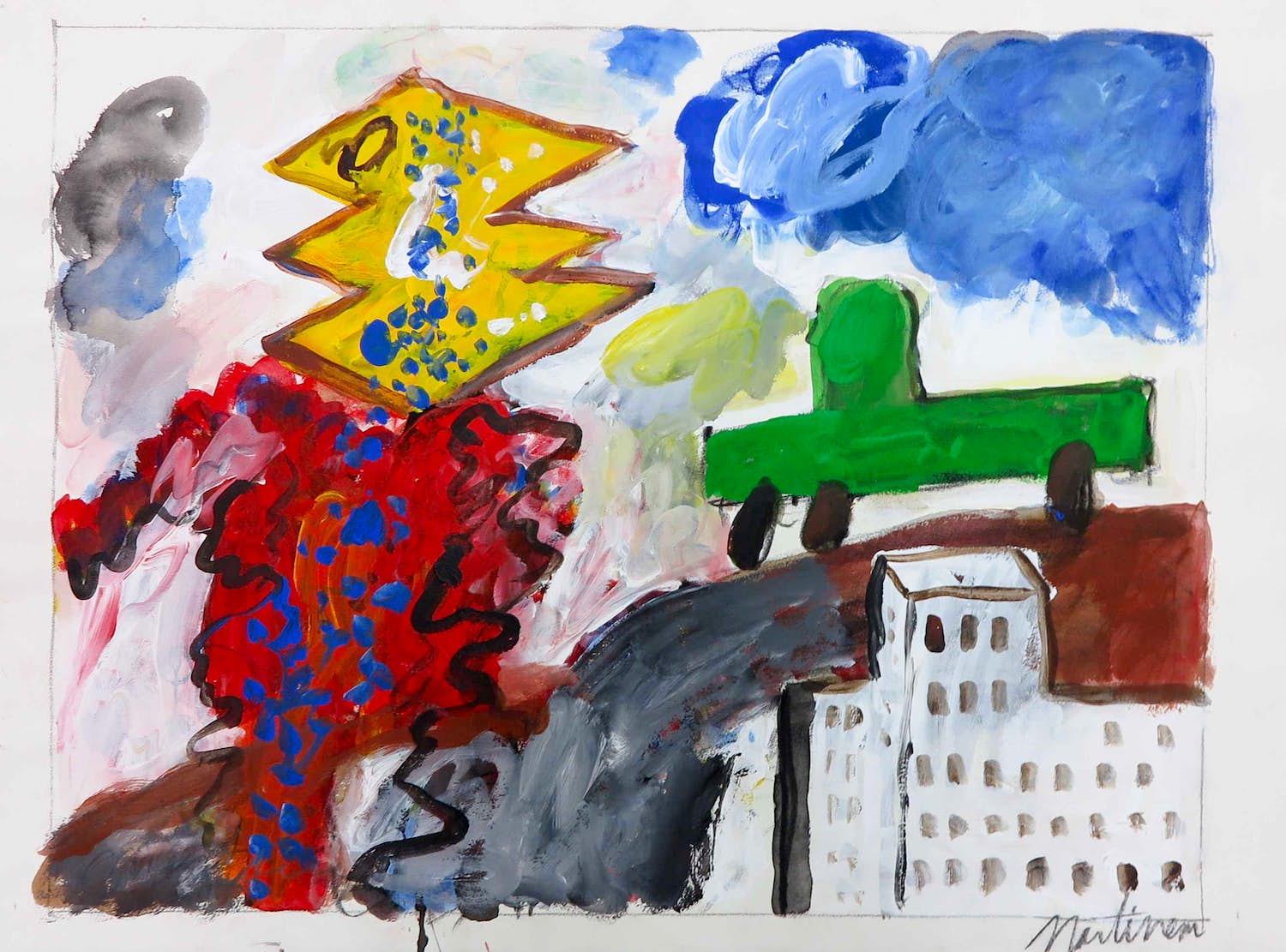 Anton Martineau - Gouache, Zonder titel verkocht voor € 1!