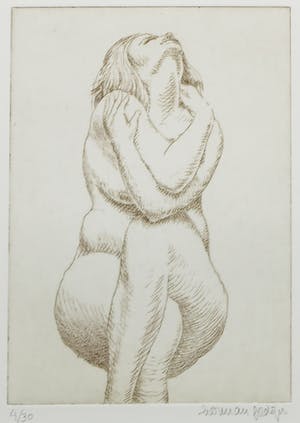 Herman Gordijn - Ets, Z.T. Zittende vrouw - Ingelijst kopen? Bied vanaf 100!