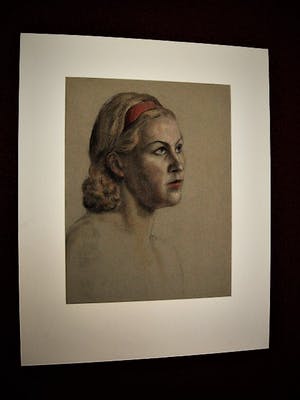 Frits Schiller - Fraai Pastelkrijt op Papier portret van Jonge Vrouw geigneerd kopen? Bied vanaf 1!