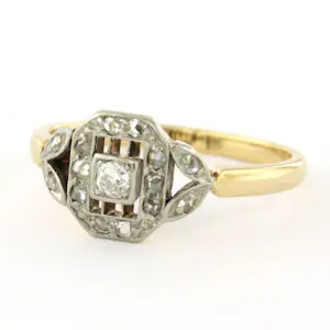 14k bicolour gouden ring bezet met roos geslepen diamant tot. 0.20ct kopen? Bied vanaf 360!