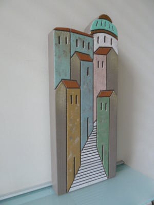 Niet of onleesbaar gesigneerd - Mediterraans stads/dorpsgezicht (Provence/Toscane) kopen? Bied vanaf 1!