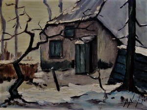 Niet of onleesbaar gesigneerd - Robuust impressionistisch olieverf "Winters boslandschap" gesigneerd kopen? Bied vanaf 1!