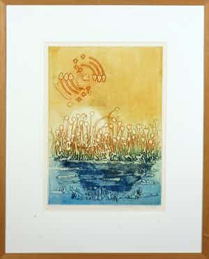 Jan Montyn - Kleurenets, Mekong Delta - Ingelijst verkocht voor € 100!