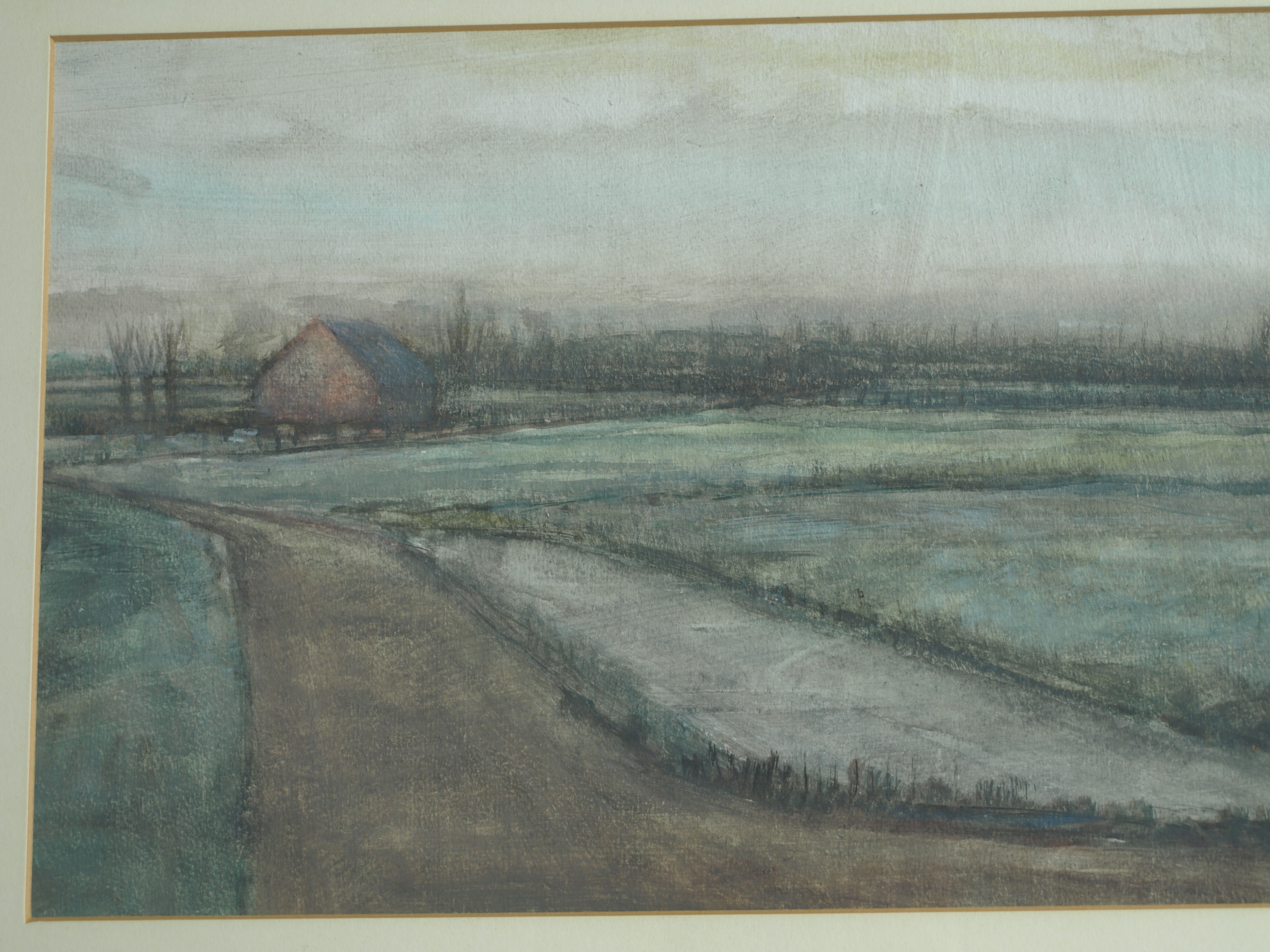 Henk Rijzinga - Aquarel , Winterlandschap – ingelijst – ca 1975  kopen? Bied vanaf 1!