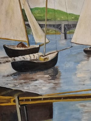 Niet of onleesbaar gesigneerd - Havenzicht met zeilboten kopen? Bied vanaf 1!