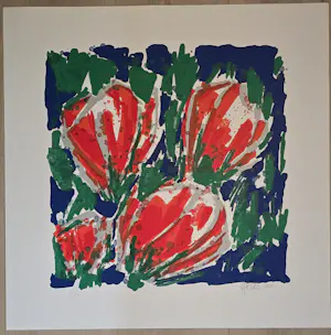Ad van Hassel - Complete serie van 5 tulpen-zeefdrukken - 100 ex. kopen? Bied vanaf 250!