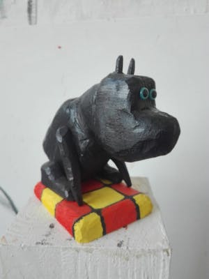 Peter Bastiaanssen - Kleine zittende pup op geblokt kleedje kopen? Bied vanaf 73!