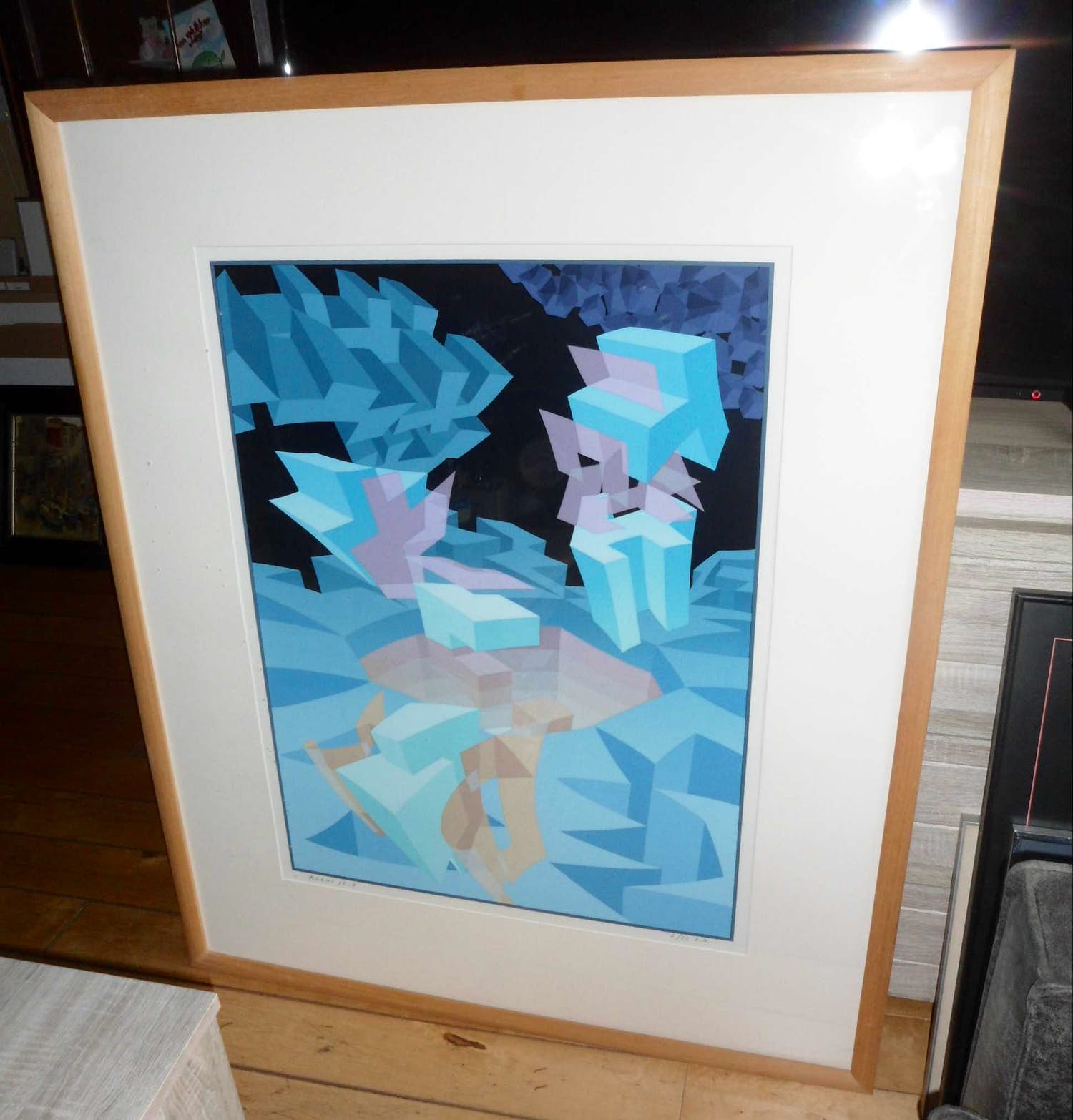 Hans Klaui - Geometrisch abstracte , zeefdruk verkocht voor € 40!